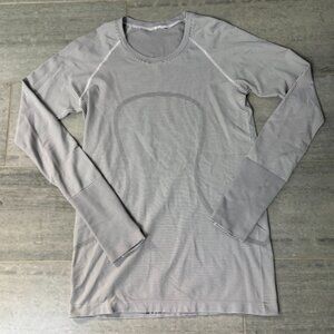 Lululemon Striped Swiftly Tech 2.0 Long Sleeve Shirt White Gray Size 8